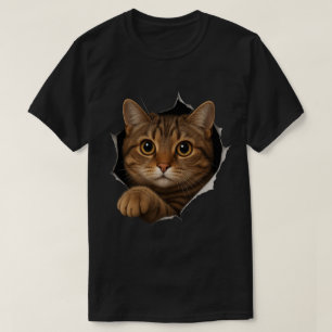 Camiseta Peekaboo Cat Design - Arte de Gatinho de Ilusões e