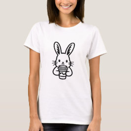 Camiseta Peeking Bunny with Coffee Cup