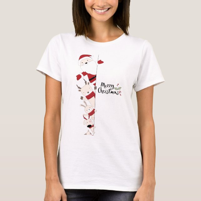 Camiseta Peeking Christmas Friends (Frente)
