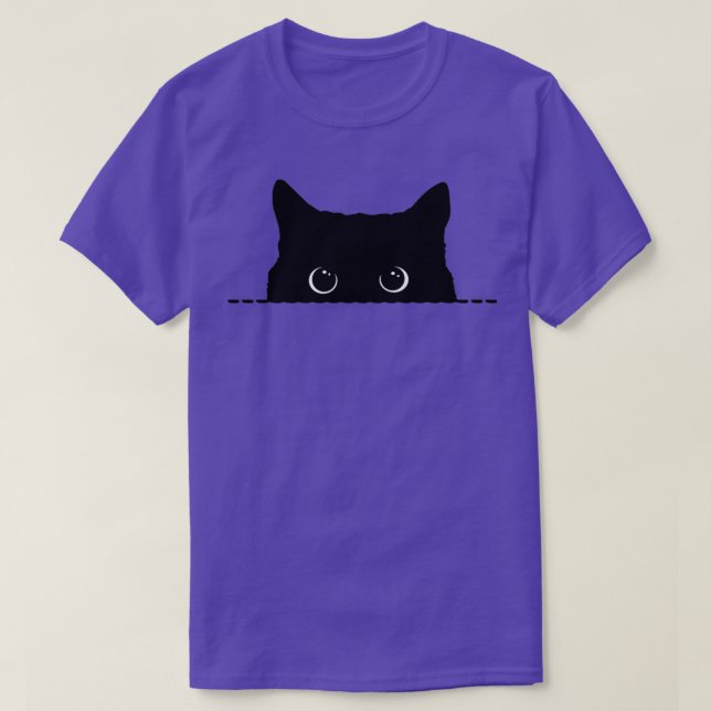 Camiseta Peeking de Gato Negro (Frente do Design)