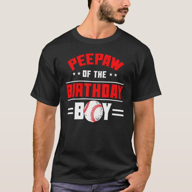Camiseta Peepaw Da Família Tema De Beisebol Do Aniversário  (Frente)