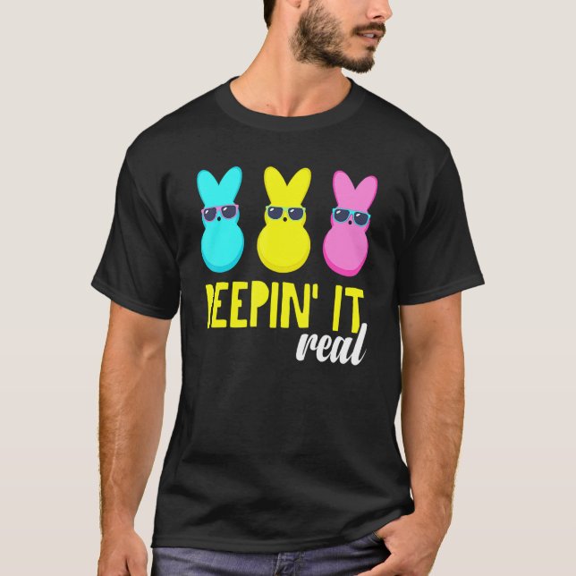 Camiseta Peepin It Real Felz pascoa Bunny Egg Hunt Funny 2 (Frente)