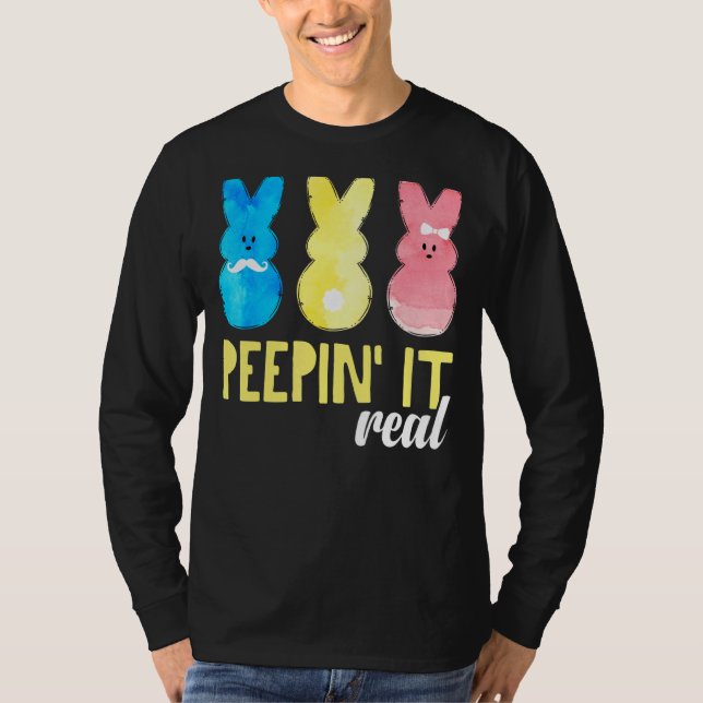 Camiseta Peepin It Real Shirt Felz pascoa Bunny Egg Hunt (Frente)