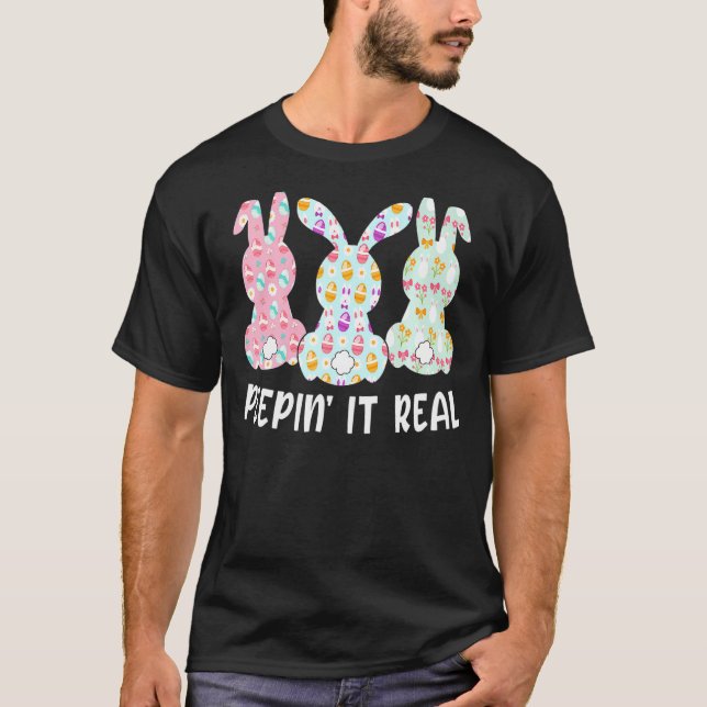 Camiseta Peepin'It Real Bunnies Felz pascoa Bunny For Eas (Frente)