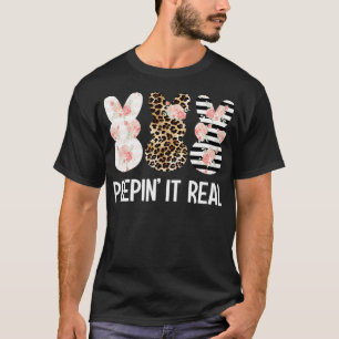 Camiseta Peepin'It Real Cute Bunny Rabbit Leopard Páscoa 