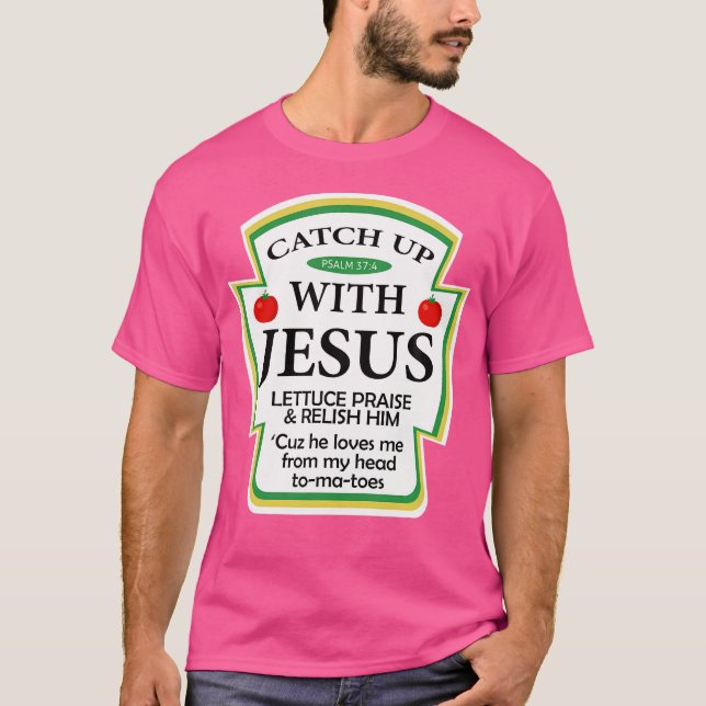 Camiseta Pegada com Jesus Engraçado Presente Cristão (Frente)