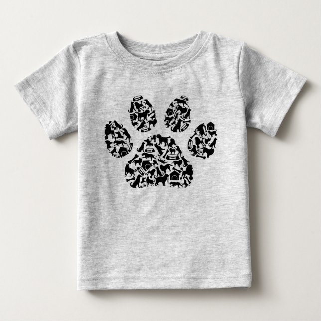 Camiseta Pegada de Pata de Cachorro Cães Animais de Estimaç (Frente)