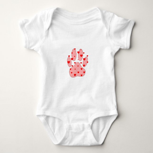 Camiseta Pegada de Pata Rosa Com Corações (Frente)