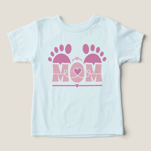 Camiseta Pegada do Coração da MÃE (Design frontal)