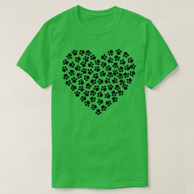Camiseta Pegadas de animais com forma de amor (Frente do Design)