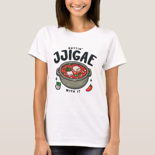 Camiseta Pegando Jjigae Com O Mosto Kimchi Coreano