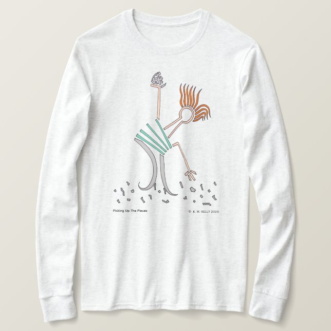 Camiseta Pegando os Pedaços - Arte Vestível - (Frente do Design)