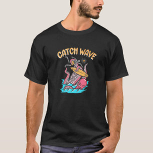 Camiseta Pegar Onda Surfista Polvo Esqueleto Prancha Surfe