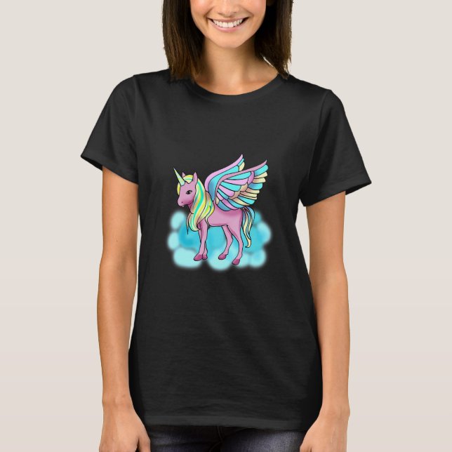 Camiseta Pegasus Rosa Mágico com Unicórnio das Asas (Frente)