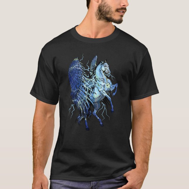 Camiseta Pegasus Unicórnios Cavalos Relâmpago Pegasos Menin (Frente)
