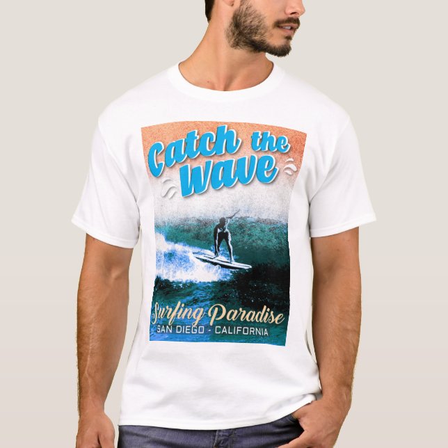 Camiseta Pegue a onda - Paraíso surfador (Frente)