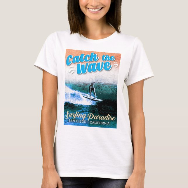Camiseta Pegue a onda - Paraíso surfador (Frente)