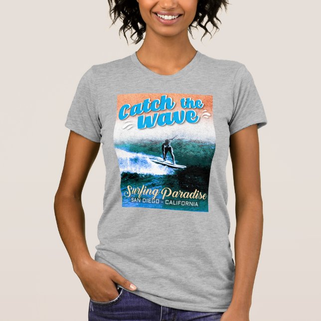 Camiseta Pegue a onda - Paraíso surfador (Frente)