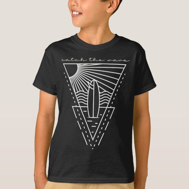 Camiseta Pegue a onda surfando ondas de surfboard retrô mar (Frente)