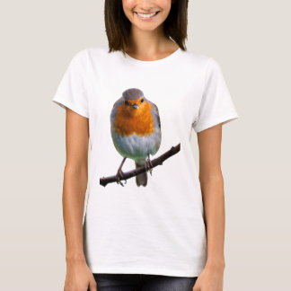Camiseta Peito do vermelho do pisco de peito vermelho