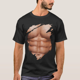 Camiseta Peito Seis Embalagens Músculos Abs