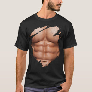 Camiseta Peito Si Pack Abdômen Músculos Fisiculturista