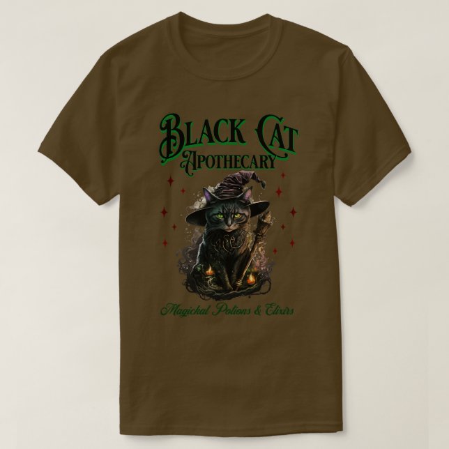 Camiseta Peitos Magíticos de Gato Negro e Elixires (Frente do Design)