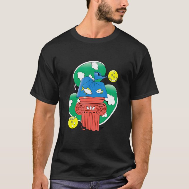 Camiseta Peixe Abstrato Em Design De Plástico (Frente)