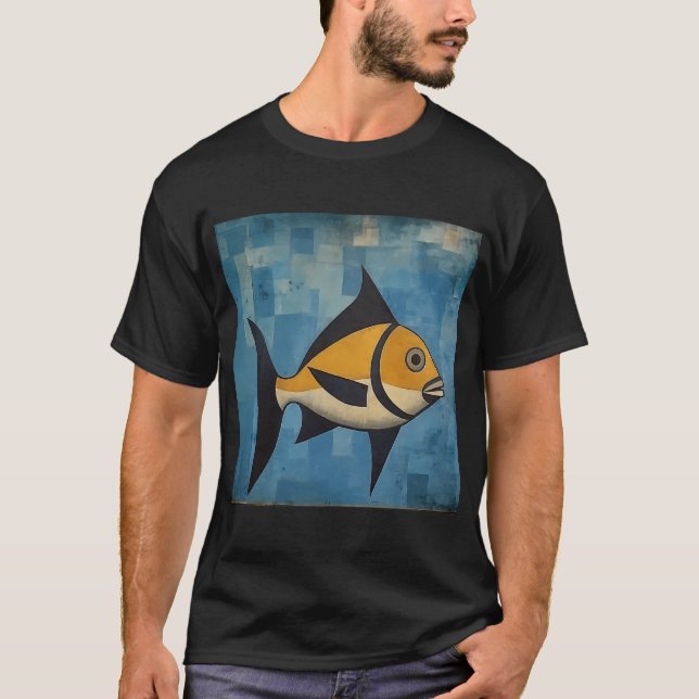 Camiseta Peixe Amarelo de Barbatana Preta (Frente)