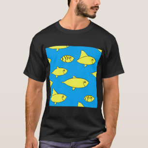 Camiseta Peixe Amarelo desenho à mão Peixe Amarelo no Padrã