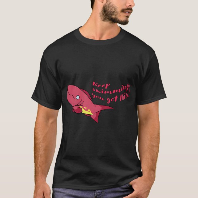 Camiseta Peixe ameixa feliz fofo - continue nadando (Frente)