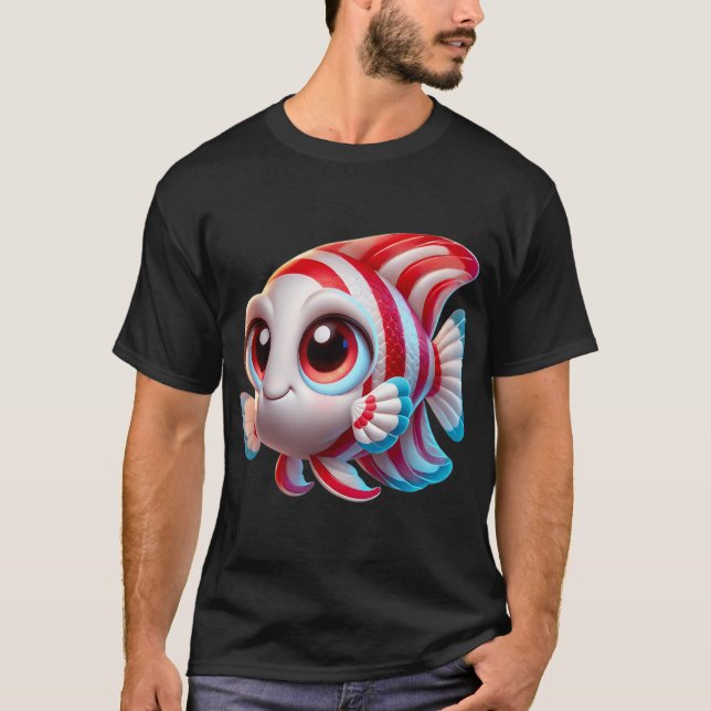 Camiseta Peixe-Anjo Peppermint Adorável (Frente)