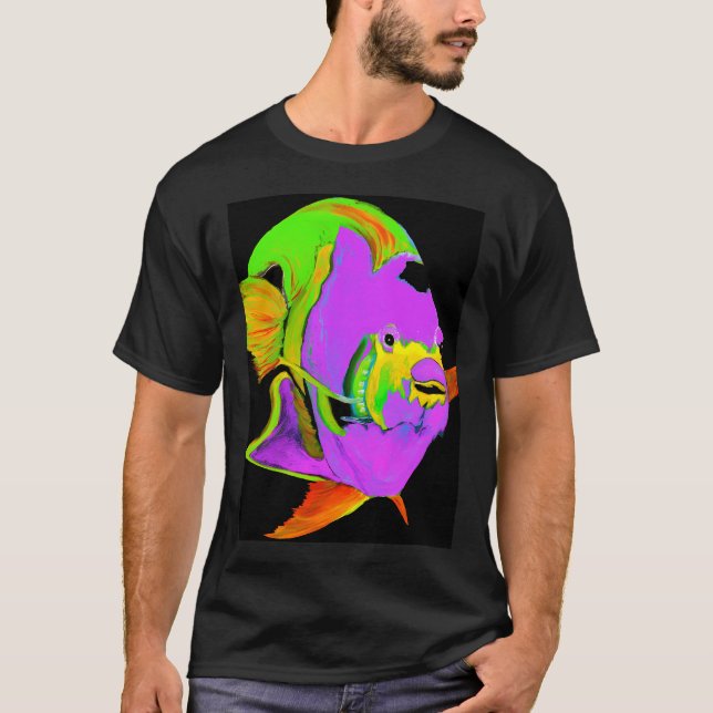 Camiseta Peixe Anjo Roxo Abstrato (Frente)