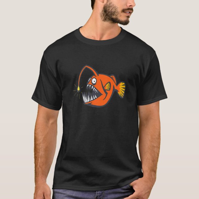 Camiseta Peixe-Anzol Criaturas do Mar Profundo Monstro Mari (Frente)