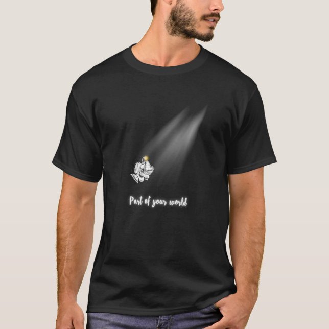Camiseta Peixe-Anzol, Mar profundo, fofo RIP (Frente)