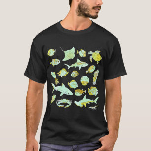 Camiseta Peixe aquarela Amarelo