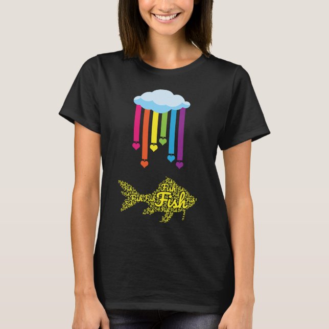 Camiseta Peixe Arco-Íris Peixe Arco-Íris Coração Adora Anim (Frente)