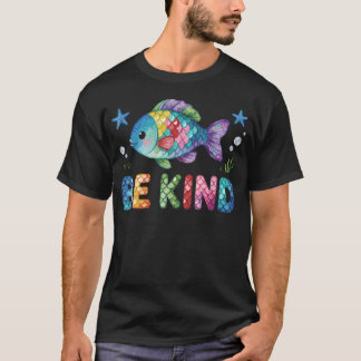 Camiseta Peixe Arco-Íris Ser Gentil Inspirador Positivo