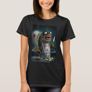 Camiseta Peixe Assustador de Halloween Monstro Marinho Assu
