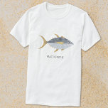 Camiseta Peixe-Atum Personalizado<br><div class="desc">Atum divertido com um sorriso atrevido,  perfeito para aqueles que gostam de peixe,  comida e pesca. Arte original de Nic Squirrell. Altere o nome ou texto para personalizar.</div>