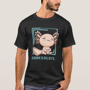 Camiseta Peixe Axolotl Jogando Video Games Lagarto Gamesolo