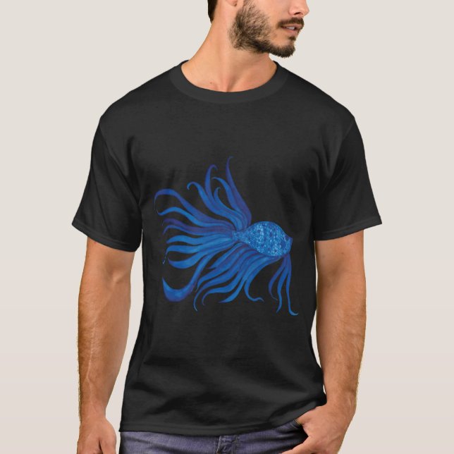 Camiseta Peixe Azul Aquarela Chique (Frente)