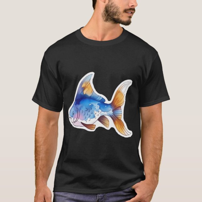 Camiseta Peixe Azul e Dourado (Frente)