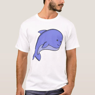 Camiseta Peixe Azul Kawaii Golfinho ou Toninha Cartoon