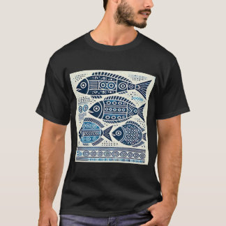 Camiseta Peixe azul tribal geométrico