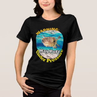 Camiseta Peixe-balão engraçado Aviso: Pode Inchar sob Press