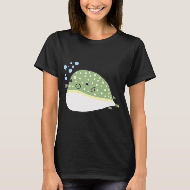 Camiseta Peixe-balão Fofo (baiacu / peixe-globo) (Frente)