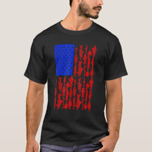 Camiseta Peixe Bandeira EUA Bandeira EUA 4 de Julho Feliz D