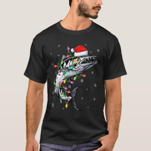 Camiseta Peixe Barracuda Iluminação de Natal Rena Peixe Bar