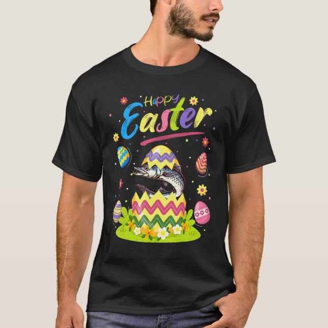 Camiseta Peixe Barracuda   Ovo de Páscoa Barracuda Feliz Pá (Frente)